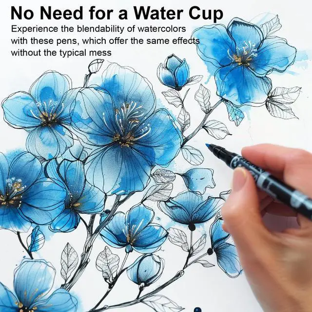 Alt view image 6 of 7 - Markers for Adult Coloring Books No Bleeding, Set of 36 Colors, Coloring Pens for Adults, Dual Brush Marker Pens with Fine & Brush Tips, Art Supplies for Drawing, Calligraphy, Sketching and Doodling.
