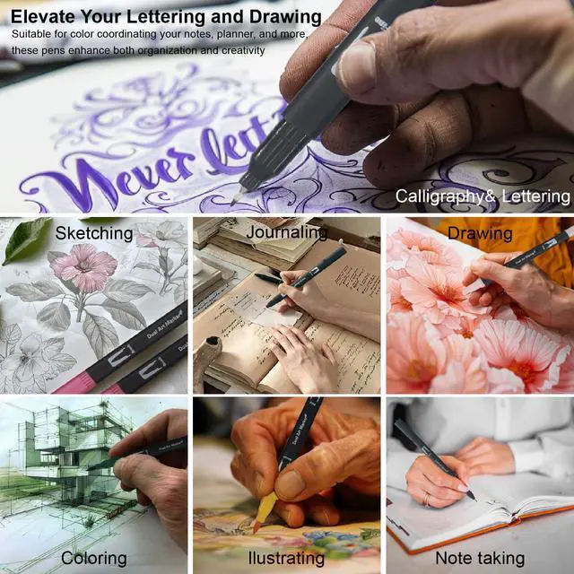 Alt view image 7 of 7 - Markers for Adult Coloring Books No Bleeding, Set of 36 Colors, Coloring Pens for Adults, Dual Brush Marker Pens with Fine & Brush Tips, Art Supplies for Drawing, Calligraphy, Sketching and Doodling.