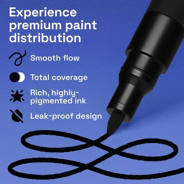 Alt view image 4 of 7 - 5 Black Paint Pen for Rock, Glass, Ceramic, Wood, Tire, Fabric, Metal, Canvas, Marking, Painting - Set of 5 Acrylic Paint Markers Water-based