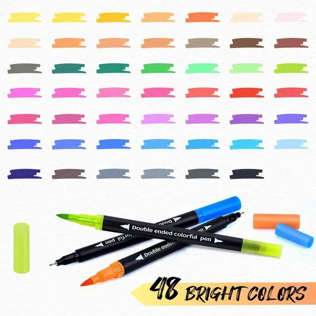 Alt view image 7 of 7 - 48 Colors Markers, Dual Tip with Fine Tip and Brush Tip Pens for Adult Coloring Book, Dual Brush Coloring Markers, Art Supplies Marker s Kit for Calligraphy, Drawing, DIY Crafts
