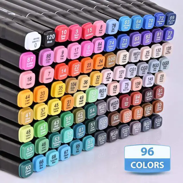 Alt view image 5 of 7 - 96 Color Alcohol Marker Pen, Bright Permanent Markers For Coloring, Markers For Adults Coloring Book, Wide Chisel And Fine Tip, Dual Tip Design Equipped with Black Suitcase