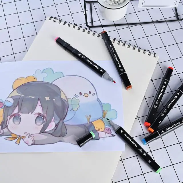 Alt view image 6 of 7 - 96 Color Alcohol Marker Pen, Bright Permanent Markers For Coloring, Markers For Adults Coloring Book, Wide Chisel And Fine Tip, Dual Tip Design Equipped with Black Suitcase