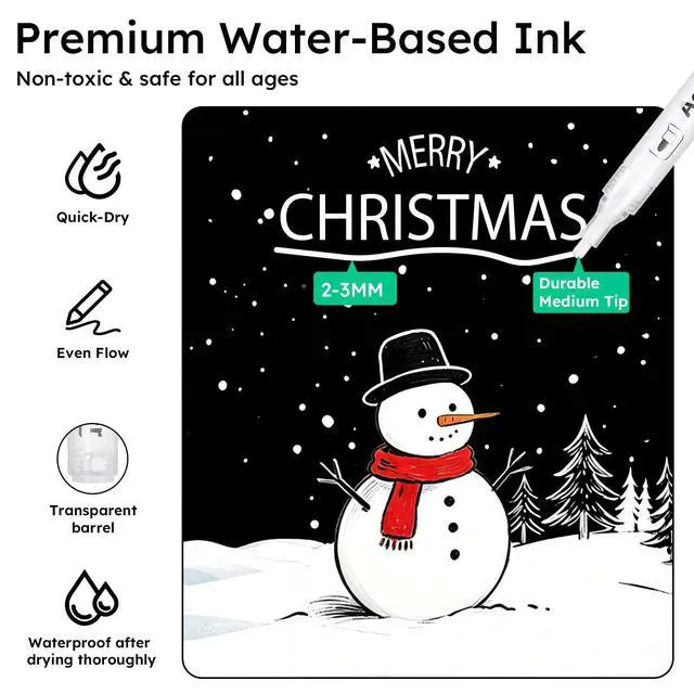 Alt view image 3 of 7 - White Acrylic Paint Markers, 8 Pack Acrylic White Paint Pen Sets for Rock Painting, Wood, Stone, Glass, Ceramic, Paper, Drawing, Art Projects, DIY Crafts, Water-Based ink, 2-3mm Medium Tip
