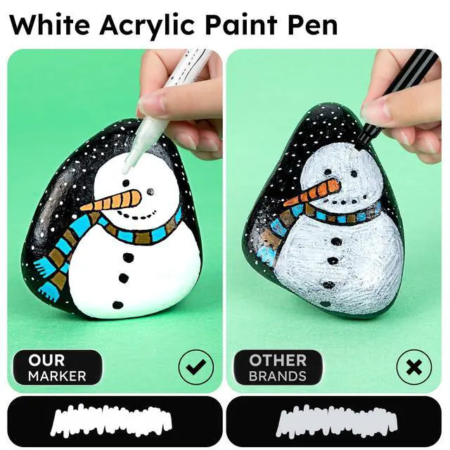 Alt view image 4 of 7 - White Acrylic Paint Markers, 8 Pack Acrylic White Paint Pen Sets for Rock Painting, Wood, Stone, Glass, Ceramic, Paper, Drawing, Art Projects, DIY Crafts, Water-Based ink, 2-3mm Medium Tip