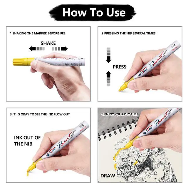 Alt view image 7 of 7 - Paint Pens Paint Markers Never Fade Quick Dry and Permanent, 12 Color Oil-Based Waterproof Marker Pen Set for Rock Painting, Ceramic, Wood, Fabric, Plastic, Canvas, Glass, Mugs