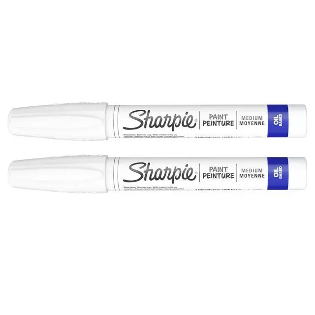 Alt view image 3 of 6 - Oil-Based Paint Markers, Medium Point, White, 2 Count - Great for Rock Painting, Posters, Arts & Crafts, Window Art
