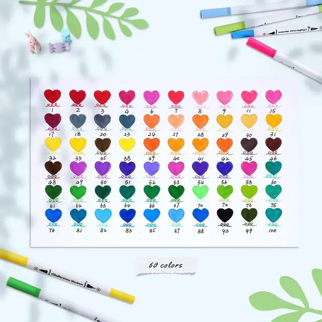 Alt view image 2 of 7 - Markers for Adult Coloring Books No Bleeding 60 Colors Coloring Markers Water-based Dual Tips Fineliner & Brush Drawing Pens Art Pens for Kids Adults Sketch Journal - Maui - White