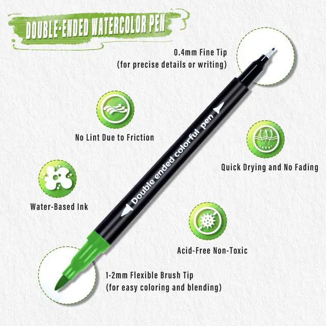 Alt view image 3 of 7 - 36 Colors Brush & Fine Dual Tip Art Markers Set for Adult Kids Coloring, Dual Tip Colored Pens Markers Quick Drying Without Fading ,Water Based Marker for Painting,Calligraphy, Doodling Journal