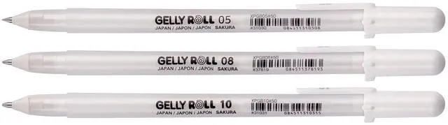 Alt view image 3 of 4 - Gelly Roll Basic White Gel Pen Set of 3, Assorted Sizes | Opaque Pens for Highlights, Drawing & Crafts