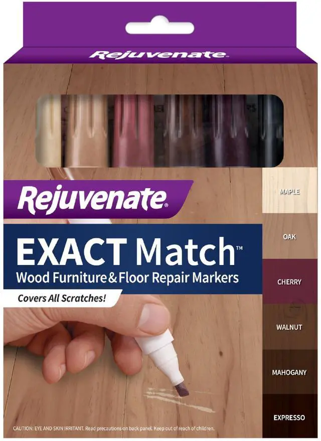 Main image of Exact Match Wood Furniture & Floor Repair Markers, 6 Count, Brown Markers Cover All Scratches, Scuffs And Damage To Wood Furniture And Flooring