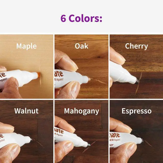 Alt view image 4 of 7 - Exact Match Wood Furniture & Floor Repair Markers, 6 Count, Brown Markers Cover All Scratches, Scuffs And Damage To Wood Furniture And Flooring