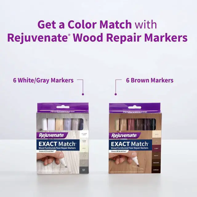 Alt view image 7 of 7 - Exact Match Wood Furniture & Floor Repair Markers, 6 Count, Brown Markers Cover All Scratches, Scuffs And Damage To Wood Furniture And Flooring