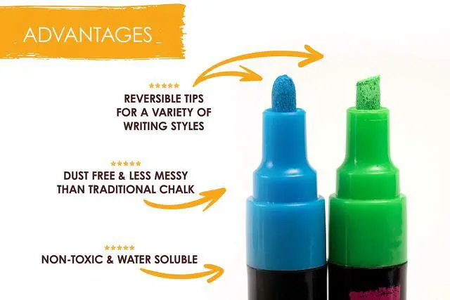 Alt view image 2 of 7 - Chalk Markers - 8 Vibrant, Erasable, Non-Toxic, Water-Based, Reversible Tips. For Glass or Chalkboard Markers for Businesses, Restaurants, Liquid Drawing Chalk (Vibrant 6mm)