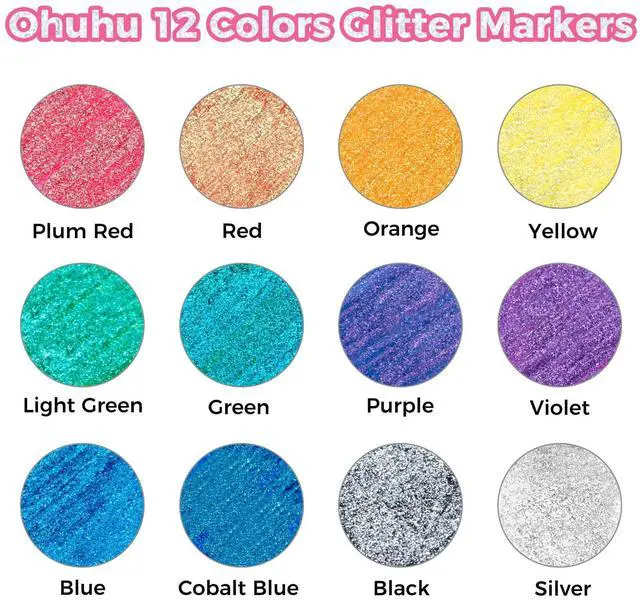 Alt view image 4 of 7 - Glitter Markers Pen: 12 Glitter Colors Metallic Shimmer Marker Fine Tip Water-based Ink for Kids Adults DIY Crafts Greeting Birthday Cards Making Mugs Wood- AP Certificated