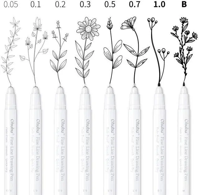 Alt view image 3 of 7 - Fineliner Pens Micro Drawing Pens: 8-size Tips (Ultra-fine, Fine & Brush) Waterproof Pigment Black Ink for Illustration Drawing Journaling Sketching for Artist Beginners