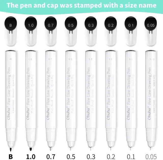 Alt view image 6 of 7 - Fineliner Pens Micro Drawing Pens: 8-size Tips (Ultra-fine, Fine & Brush) Waterproof Pigment Black Ink for Illustration Drawing Journaling Sketching for Artist Beginners