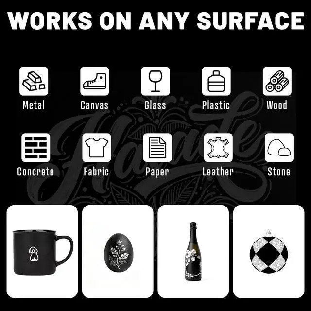 Alt view image 5 of 7 - Black and White Acrylic Paint Markers, Dual Tip with Fine Tip and Brush Tip Pens for Fabric, Stone, Wood, Canvas, Ceramic, Metal, Glass, Rock Painting, DIY Crafts