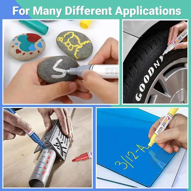 Alt view image 2 of 7 - Oil Based Paint Markers, 8 Colors Dual Tip Paint Pens Paint Markers(0.7mm & 3mm), Waterproof Paint Pen for Rock Painting, Metal Wood Glass Stone Canvas Mugs Fabric Plastic