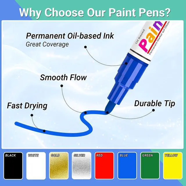 Alt view image 4 of 7 - Oil Based Paint Markers, 8 Colors Dual Tip Paint Pens Paint Markers(0.7mm & 3mm), Waterproof Paint Pen for Rock Painting, Metal Wood Glass Stone Canvas Mugs Fabric Plastic