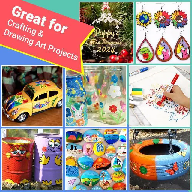 Alt view image 6 of 7 - Oil Based Paint Markers, 8 Colors Dual Tip Paint Pens Paint Markers(0.7mm & 3mm), Waterproof Paint Pen for Rock Painting, Metal Wood Glass Stone Canvas Mugs Fabric Plastic