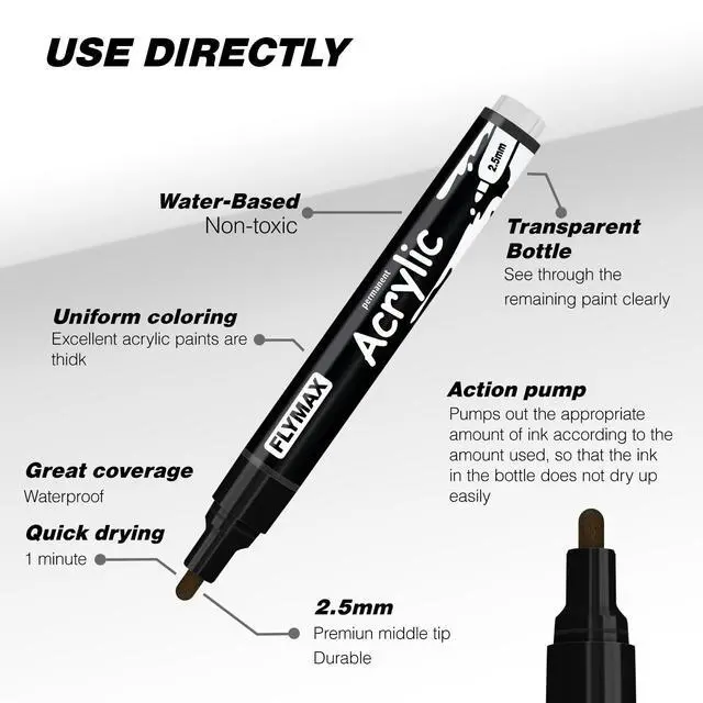 Alt view image 2 of 7 - Grey Marker Paint Pens - Permanent Marker Pens Grey Acrylic Paint Water-Based 2.5mm Medium Tip Waterproof Quick-Drying (3 in 1Pack)