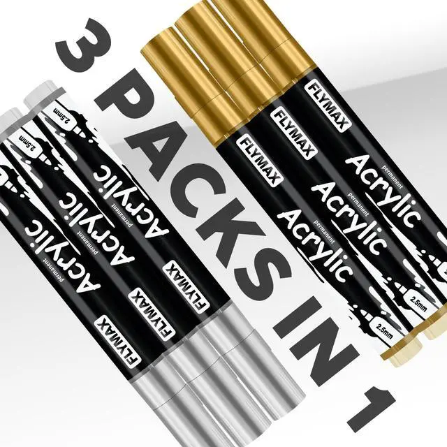 Alt view image 4 of 7 - Grey Marker Paint Pens - Permanent Marker Pens Grey Acrylic Paint Water-Based 2.5mm Medium Tip Waterproof Quick-Drying (3 in 1Pack)