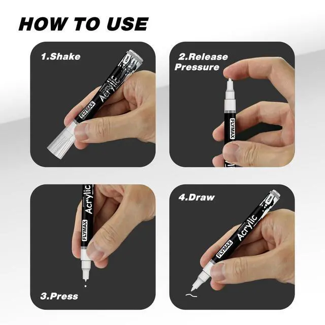 Alt view image 7 of 7 - Grey Marker Paint Pens - Permanent Marker Pens Grey Acrylic Paint Water-Based 2.5mm Medium Tip Waterproof Quick-Drying (3 in 1Pack)