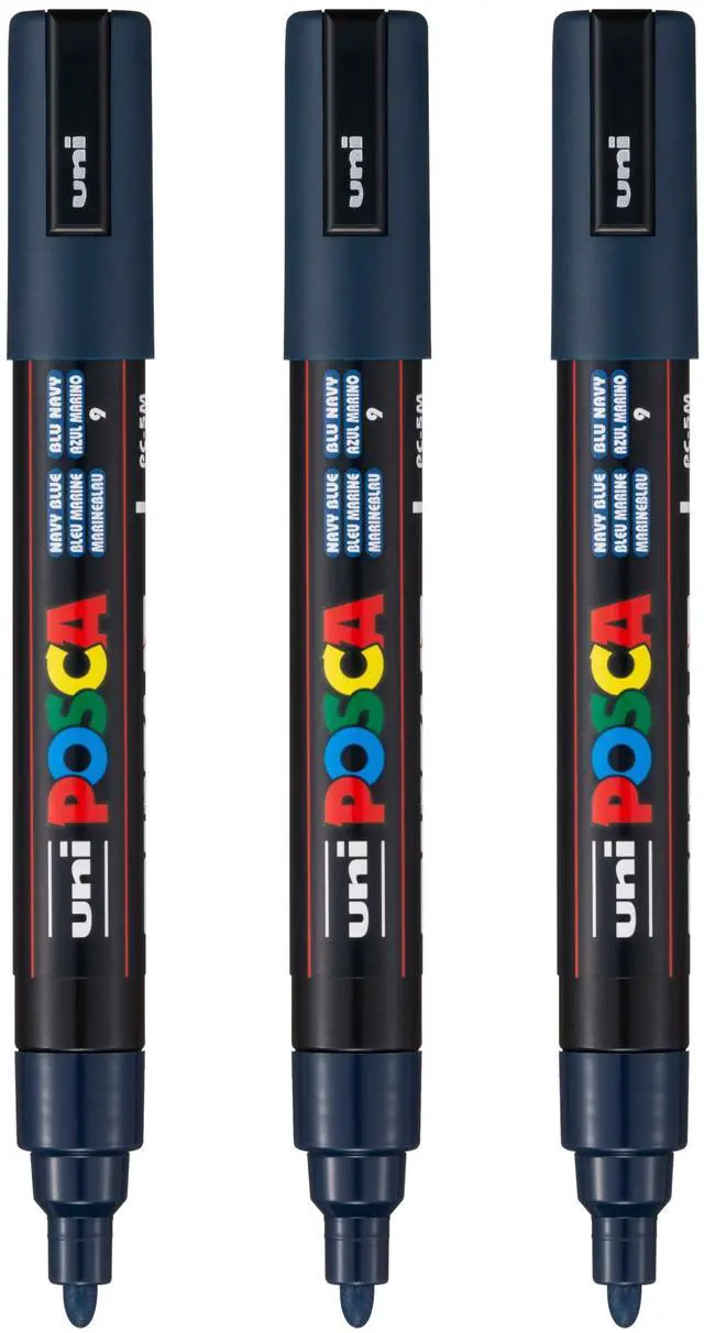 Main image of PC-5M Water-Based Paint Markers, Reversible Medium Tip (1.8-2.5mm), Navy Blue, 3 Count