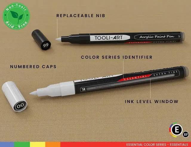 Alt view image 4 of 7 - Black And White Acrylic Paint Markers Paint Pens Set For Rock Painting, Canvas, Mugs, Metal, Glass Paint, Fabric, Wood, DIY. Non Toxic, Quick Dry,Waterbas (EXTRA FINE)