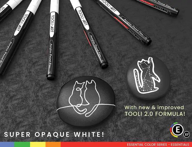 Alt view image 5 of 7 - Black And White Acrylic Paint Markers Paint Pens Set For Rock Painting, Canvas, Mugs, Metal, Glass Paint, Fabric, Wood, DIY. Non Toxic, Quick Dry,Waterbas (EXTRA FINE)