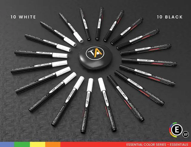 Alt view image 3 of 7 - Black And White Acrylic Paint Markers Paint Pens Set For Rock Painting, Canvas, Mugs, Metal, Glass Paint, Fabric, Wood, DIY. Non Toxic, Quick Dry,Waterbas (EXTRA FINE)