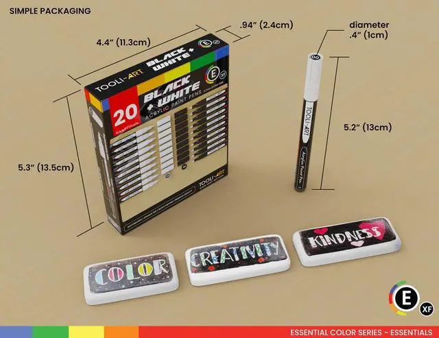 Alt view image 6 of 7 - Black And White Acrylic Paint Markers Paint Pens Set For Rock Painting, Canvas, Mugs, Metal, Glass Paint, Fabric, Wood, DIY. Non Toxic, Quick Dry,Waterbas (EXTRA FINE)