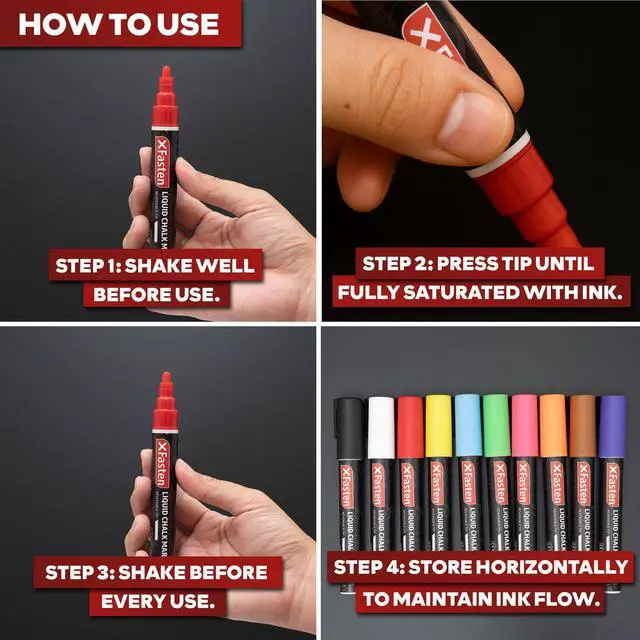 Alt view image 3 of 7 - Liquid Chalk Markers 10-Pack, 6mm Reversible Bullet and Chisel Liquid Chalk Markers Erasable for Dry Erase Board, Glass, Mirrors, Car Windows, Pens for Menu Boards