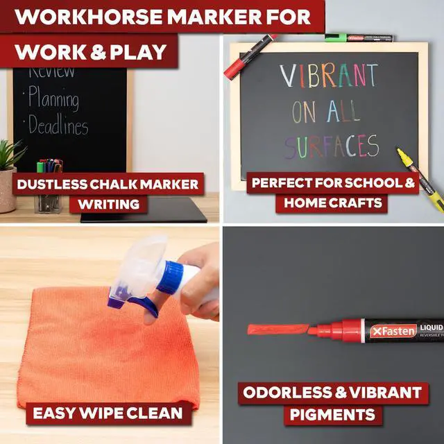 Alt view image 7 of 7 - Liquid Chalk Markers 10-Pack, 6mm Reversible Bullet and Chisel Liquid Chalk Markers Erasable for Dry Erase Board, Glass, Mirrors, Car Windows, Pens for Menu Boards