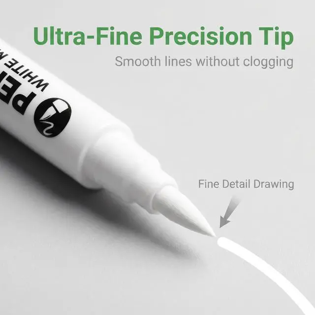 Alt view image 2 of 7 - White Acrylic Paint Brush Pens Christmas Decorations Permanent Marker Painting Coloring Pens Art Marker for Clothes Tire Wood Rocks Metal Canvas Plastic Ceramic Glass Scrapbook for Adults