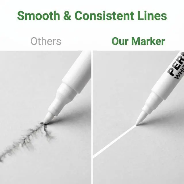 Alt view image 5 of 7 - White Acrylic Paint Brush Pens Christmas Decorations Permanent Marker Painting Coloring Pens Art Marker for Clothes Tire Wood Rocks Metal Canvas Plastic Ceramic Glass Scrapbook for Adults