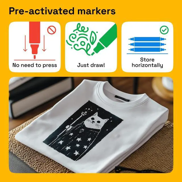 Alt view image 6 of 7 - 2 Black Dual-Tip Fabric Markers - Fabric Decorating Kit - Permanent for Clothes - Acrylic Paint Pens for Sneakers, Bags, Shoes, Textile, Canvas, Sewing, Craft, DIY - Brush and Fine Tip