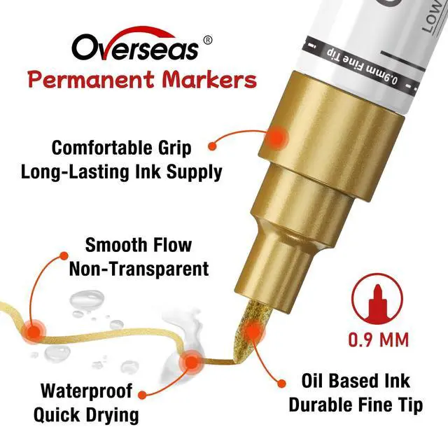 Alt view image 2 of 7 - Oil-Based Fine Tip Paint Marker Pen - 5 Colors 0.9mm Fine Nib Permanent Markers, Quick Dry, Waterproof, Fade Resistant Paint Pens for Metal, Wood, Rock, Plastic, Ceramics, Rubber, Glass