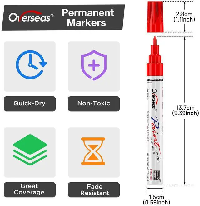 Alt view image 3 of 7 - Oil-Based Fine Tip Paint Marker Pen - 5 Colors 0.9mm Fine Nib Permanent Markers, Quick Dry, Waterproof, Fade Resistant Paint Pens for Metal, Wood, Rock, Plastic, Ceramics, Rubber, Glass
