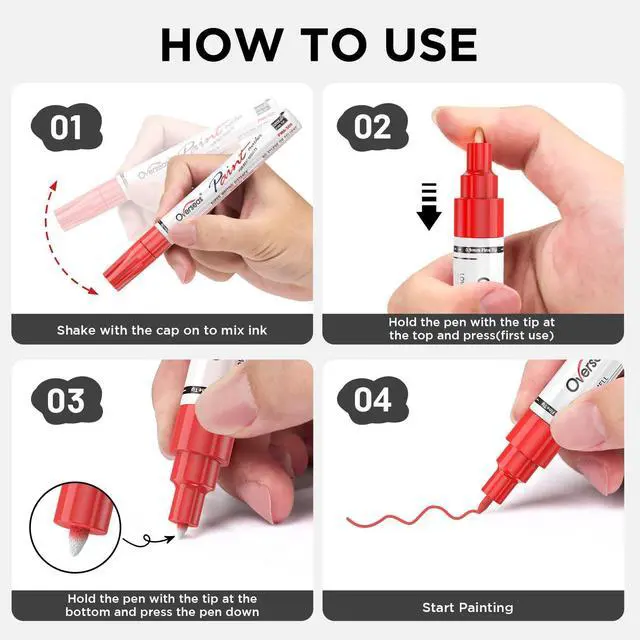 Alt view image 7 of 7 - Oil-Based Fine Tip Paint Marker Pen - 5 Colors 0.9mm Fine Nib Permanent Markers, Quick Dry, Waterproof, Fade Resistant Paint Pens for Metal, Wood, Rock, Plastic, Ceramics, Rubber, Glass