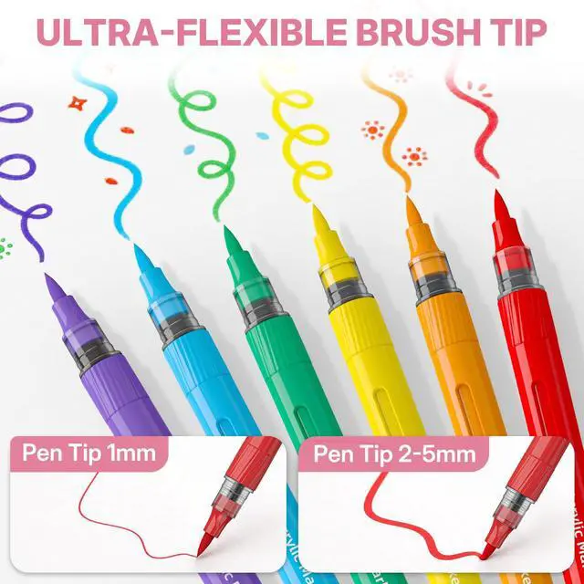 Alt view image 4 of 7 - 36 Colors Acrylic Paint Markers, Acrylic Paint Pens and Acrylic Markers with Brush Tip, Automatic Ink Control No-Bleed Paint Markers for Rock, Wood, Canvas, Glass, Ceramic, Fabric