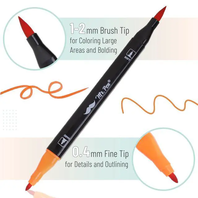 Alt view image 3 of 7 - Dual Tip Brush Pens, 12 pcs, Vibrant Colors