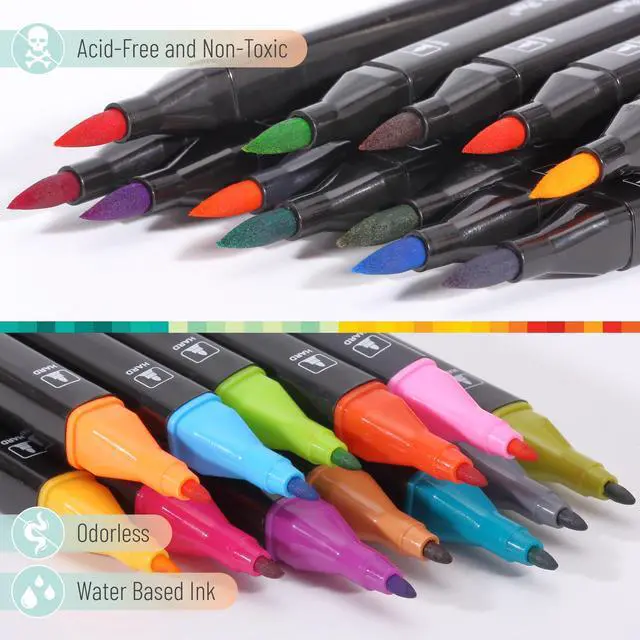 Alt view image 5 of 7 - Dual Tip Brush Pens, 12 pcs, Vibrant Colors