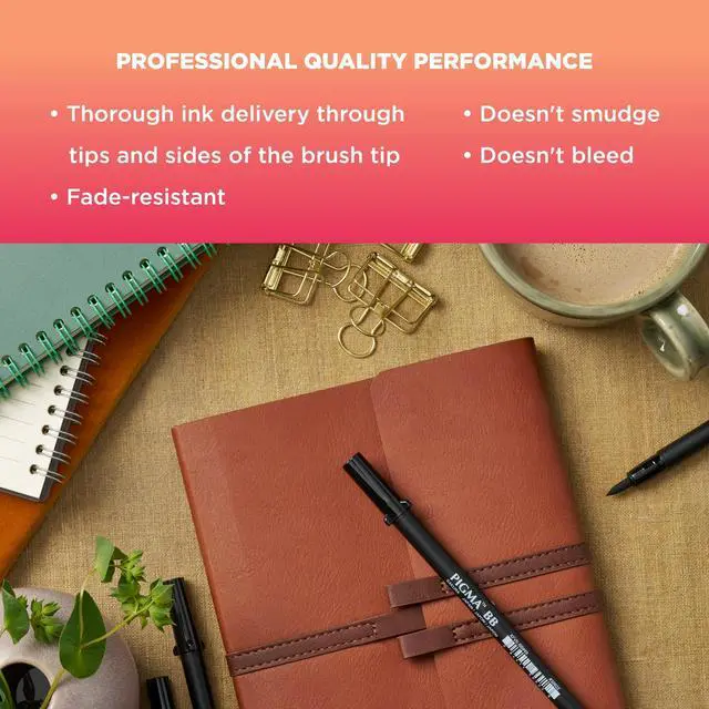 Alt view image 4 of 6 - Pigma Professional Brush Pens - Archival Black Ink Pens - Pens for Lettering, Modern Calligraphy, or Drawing - Brush Nibs - 3 Pack