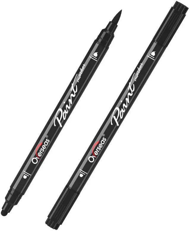 Main image of 2 Black Acrylic Paint Markers, Dual Tip Paint Pens Acrylic Marker