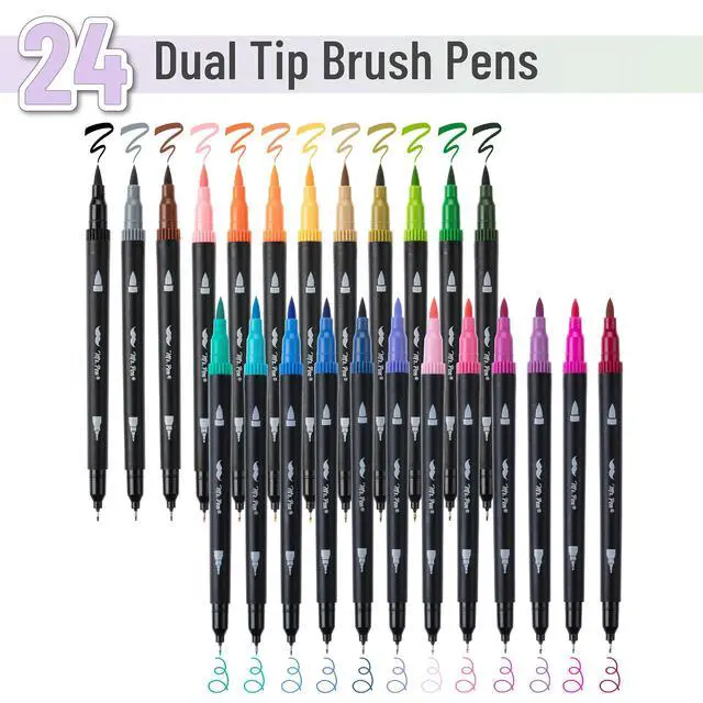 Alt view image 2 of 7 - Dual Tip Brush Pens, 24 pcs, Assorted Color