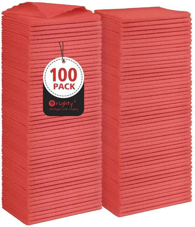 Main image of Cleaning Cloths, Shop Towels 100 Pack, Shop Rags Reusable, Microfiber Cleaning Rags Bulk for Cars, Multi-Purpose Lint Free Towels for Automotive, Mechanic, Kitchen, 11.5 x 11.5, Red