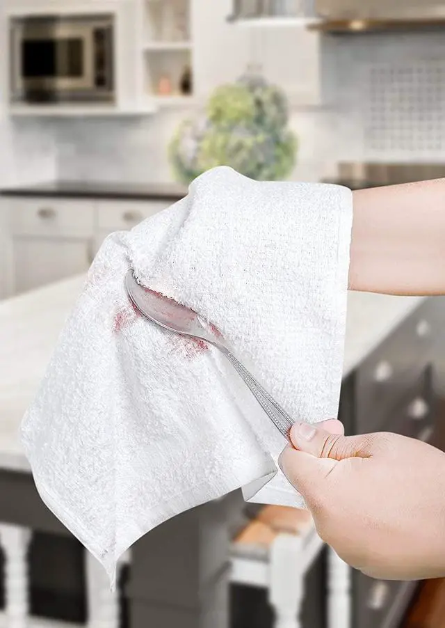 Alt view image 5 of 7 - 100% Cotton Terry Towels Cleaning Cloths Pack of 100 (12 x 12 Inches) White Cotton Terry Cloth Bar Rags White Bar Towels, Multipurpose High Absorbent Terry Towels for Cleaning Auto Detailing Painting