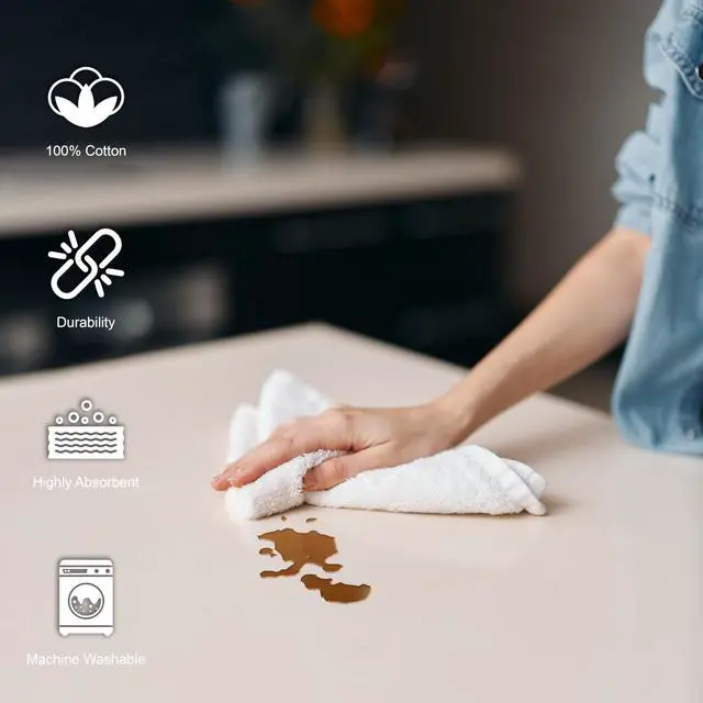 Alt view image 7 of 7 - 100% Cotton Terry Towels Cleaning Cloths Pack of 100 (12 x 12 Inches) White Cotton Terry Cloth Bar Rags White Bar Towels, Multipurpose High Absorbent Terry Towels for Cleaning Auto Detailing Painting