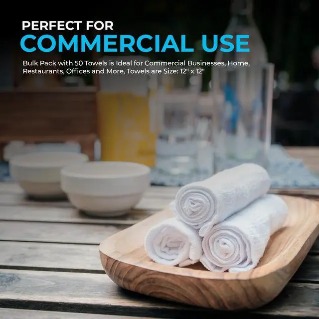 Alt view image 4 of 7 - 79171 Terry Cleaning Cloths, 12"x12", White, 50 Pack